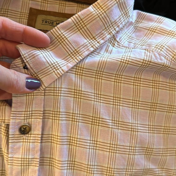 True Measure Long-Sleeve Button-Down Shirt XXL Lavender with Tan Plaid. - Picture 6 of 6